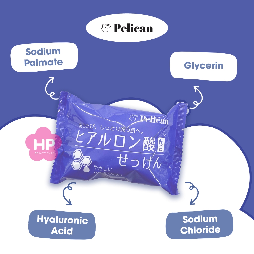 Xà Phòng Tắm Cấp Ẩm Sâu Ngăn Ngừa Khô Da Pelican Hyaluronic Acid Soap 75G