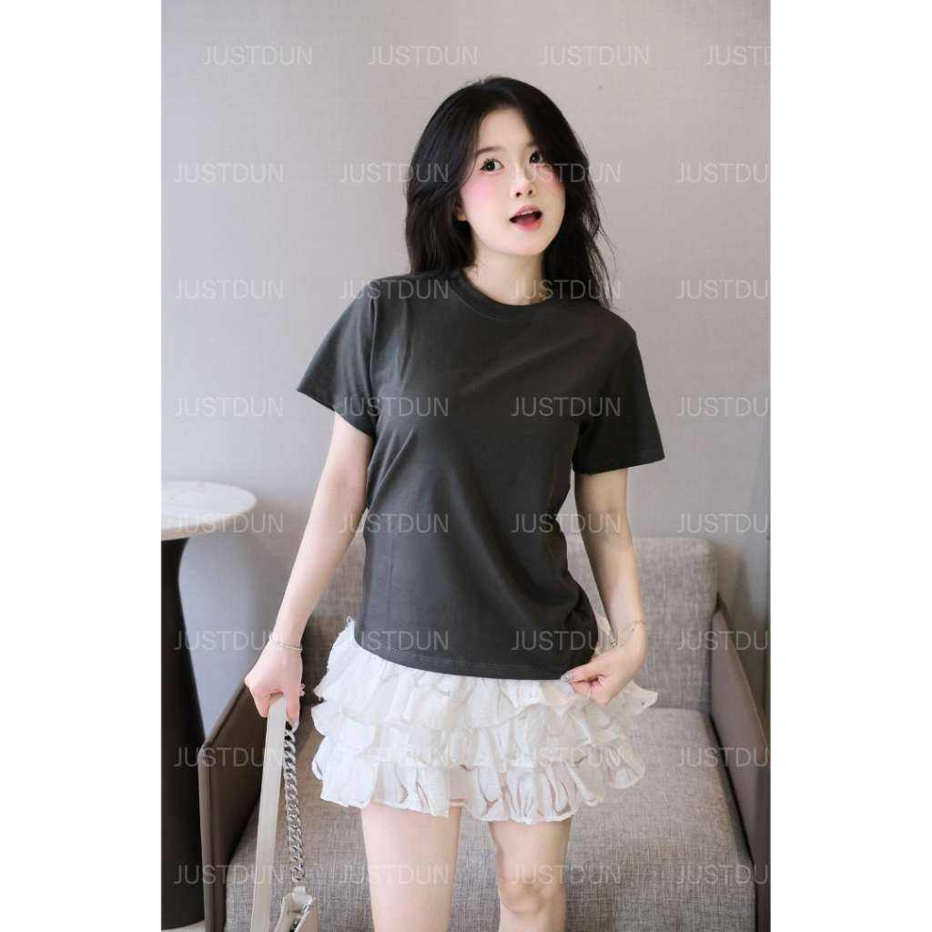 Áo Thun Nữ Baby Tee Trơn JUSTDUN A4 - Cotton 2 Chiều Co Giãn, Mềm Mại, Êm Ái, Thoải Mái, Thoáng Mát