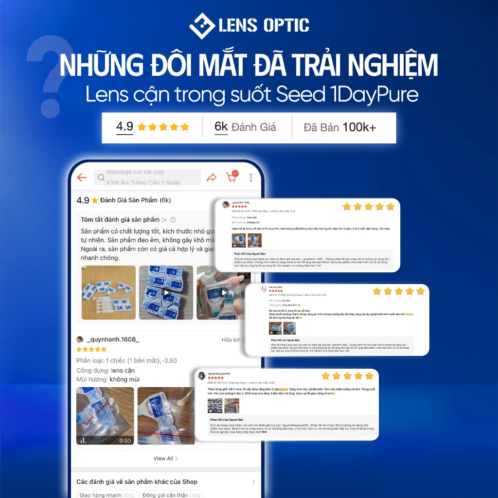 Kính Áp Tròng Cận Thị Lens Optic Trong Suốt 1 Ngày SEED Pure Chuẩn Y Tế, Siêu Mỏng Nhẹ Chống Tia UV Có Độ | BigBuy360 - bigbuy360.vn