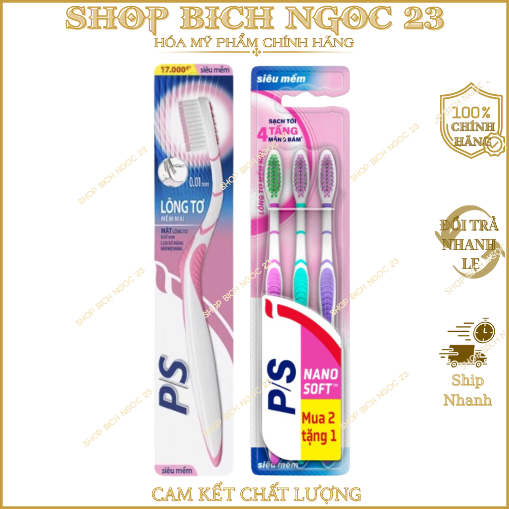 Bộ 3 Bàn Chải Đánh Răng P/S Lông Tơ Mềm Mại Siêu Mềm (Mới)
