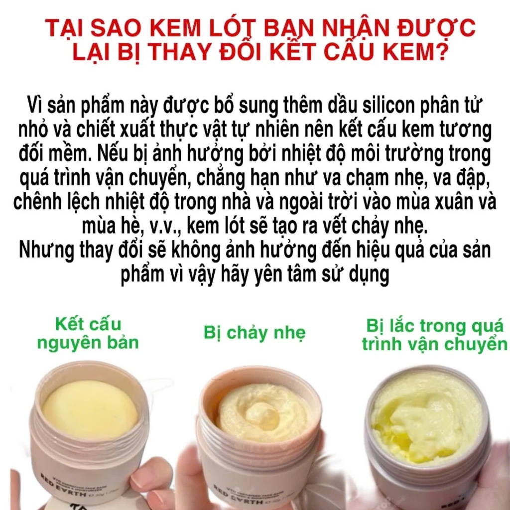 Red Earth Kem Lót Dưỡng Ẩm Sâu Làm Mịn Da 50g/15g Chứa Niacinamide Vitamin E Che Lỗ Chân Lông | BigBuy360 - bigbuy360.vn