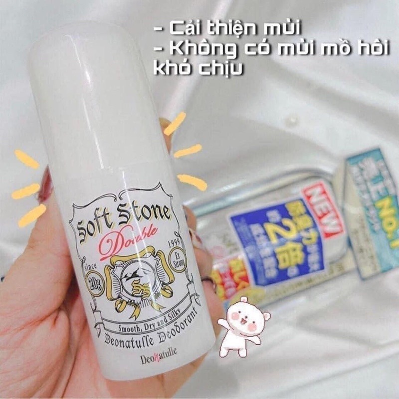 Lăn nách đá khoáng Nhật Bản Soft Stone Khô thoáng, khử mùi không gây ố vàng áo 20g