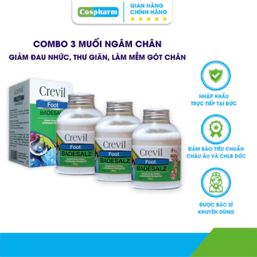 [COMBO 3 MUỐI NGÂM CHÂN] Muối Ngâm Chân Crevil Foot Hỗ Trợ Giảm Đau Nhức Xương Khớp, Giảm Mất Ngủ, Thư Giãn Lọ 600g