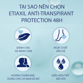 Xịt khử mùi hôi chân EtiaXil Anti Transpirant Protection 48h (100ml)