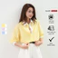 Áo sơ mi nữ GILLEE phối cổ và tay áo trắng, dáng oversized, sơ mi form rộng vải kate lụa FAS351
