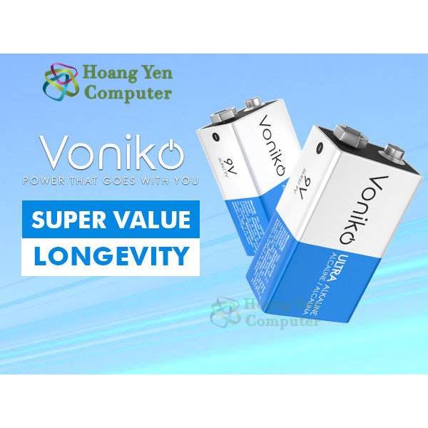 Pin Vuông 9V Voniko - Voniko 9V Alkaline Thương Hiệu USA, Dung Lượng Cao 500mAh (KHÔNG SẠC) - Hoangyencomputer