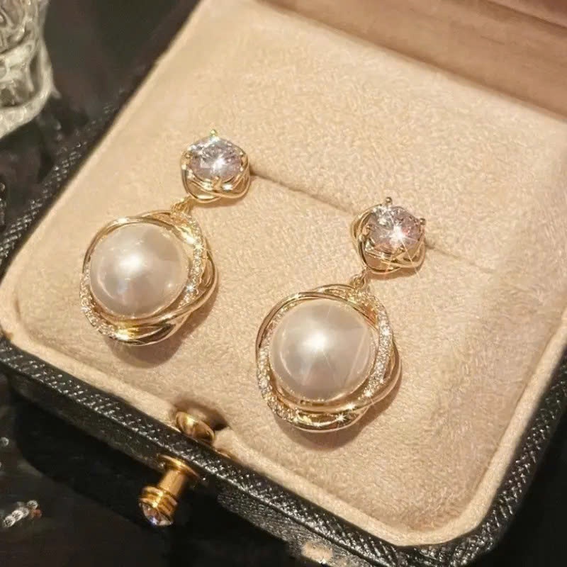 Bông Tai Đính Ngọc Trai, Đính Đá, Mạ Vàng Không Bay Màu, Khuyên Tai Mới Nhất Sang Trọng Lấp Lánh KT20