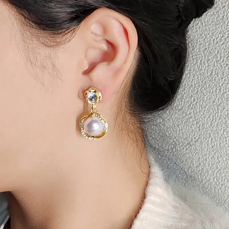 Bông Tai Đính Ngọc Trai, Đính Đá, Mạ Vàng Không Bay Màu, Khuyên Tai Mới Nhất Sang Trọng Lấp Lánh KT20