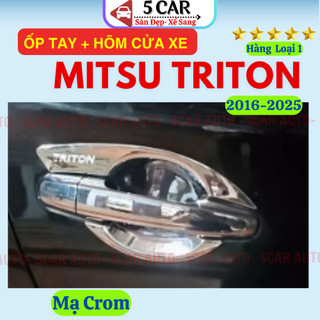 Ốp tay nắm, hõm cửa xe Mitsubishi Triton đời 2016-NAYchất liệu nhựa Mạ crom cao cấp