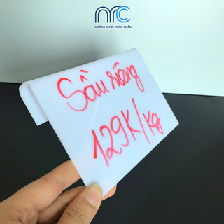 Bảng mica ghi giá sản phẩm, Bảng mica viết bút lông, Bảng mica chữ J trắng ghi xoá nhiều lần