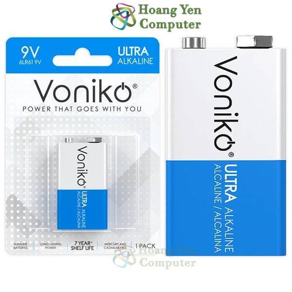 Pin Vuông 9V Voniko - Voniko 9V Alkaline Thương Hiệu USA, Dung Lượng Cao 500mAh (KHÔNG SẠC) - Hoangyencomputer