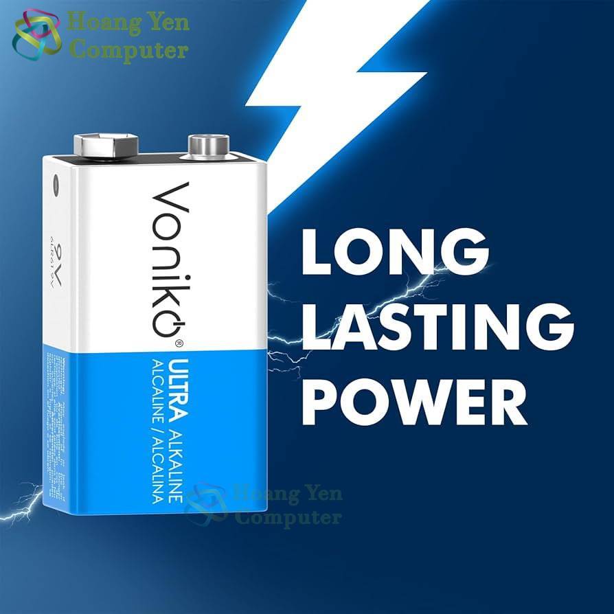 Pin Vuông 9V Voniko - Voniko 9V Alkaline Thương Hiệu USA, Dung Lượng Cao 500mAh (KHÔNG SẠC) - Hoangyencomputer
