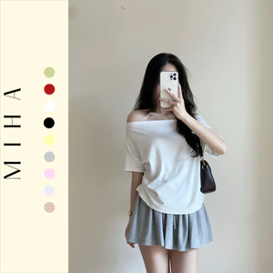 Áo Thun Lệch Vai Tay Hến, Áo Phông Kiểu Dáng Vừa Điệu Chất Vải Xốp Miha Studio