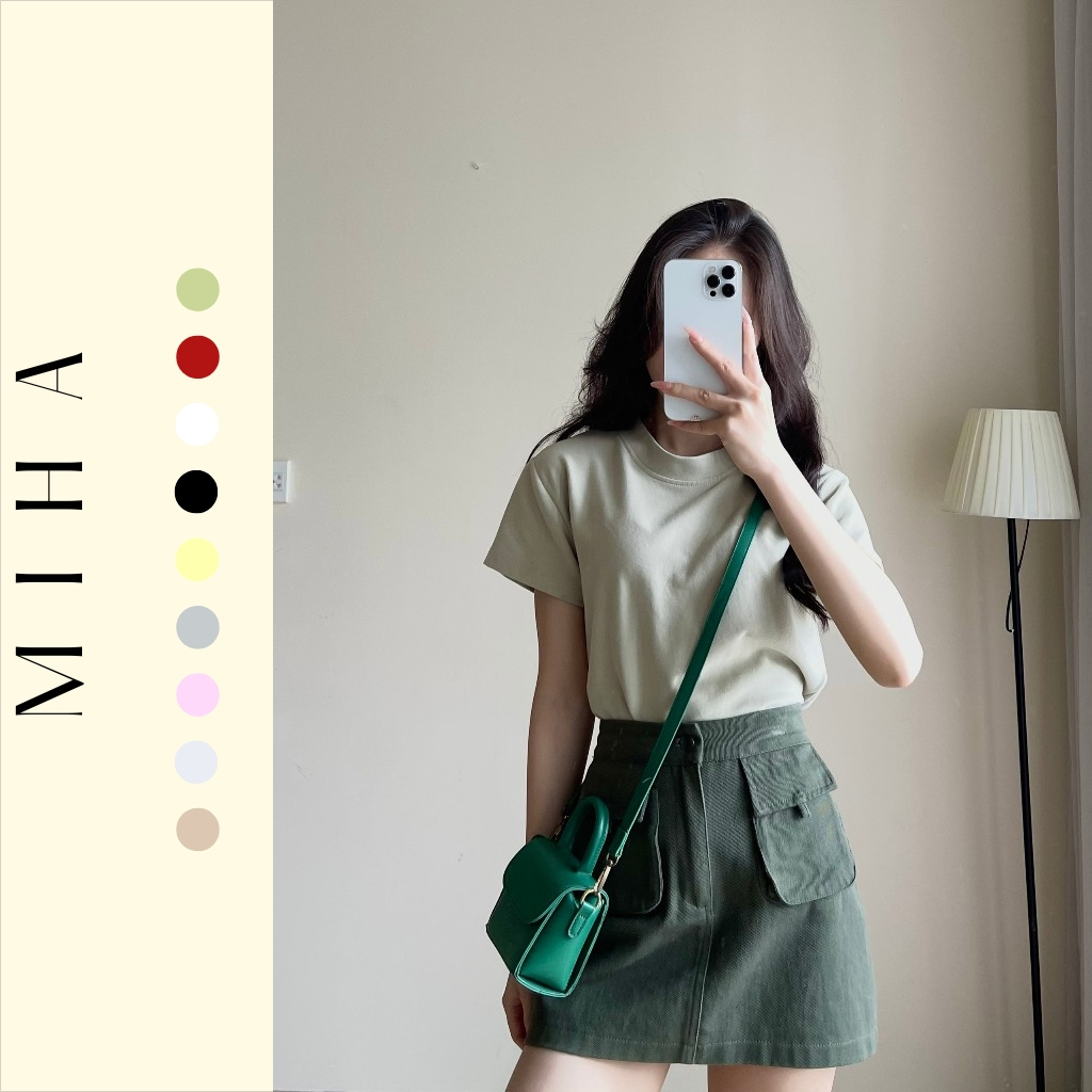 Áo Thun Babytee Cổ Tròn Basic, Áo Baby Tee Trơn Form Vừa, Áo Phông Chất Vải Cotton Mùa Hè Thoáng Mát Premium