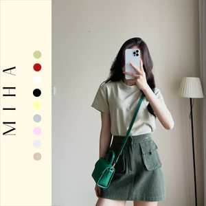 Áo Thun Babytee Cổ Tròn Basic, Áo Baby Tee Trơn Form Vừa, Áo Phông Chất Vải Cotton Mùa Hè Thoáng Mát Premium