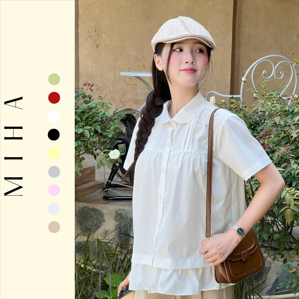 Áo sơ mi babydoll chất vải thô nến Miha Studio