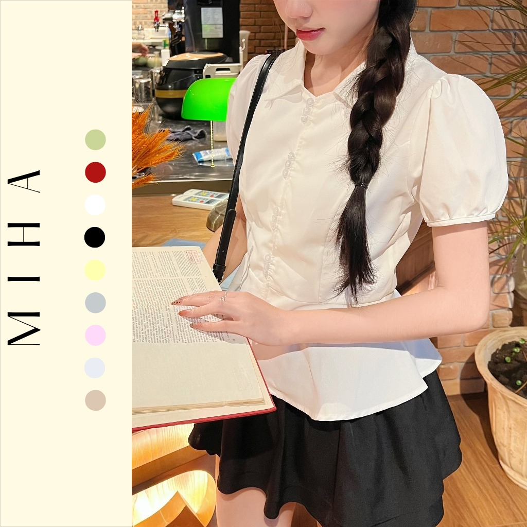 Áo sơ mi kiểu tay bồng cúc nhỏ Miha Studio