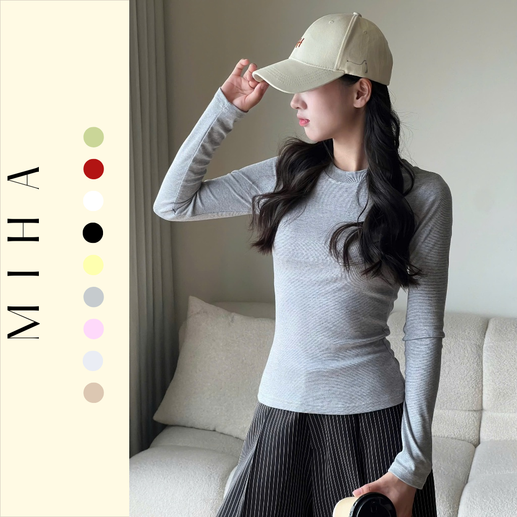Áo thun cổ tròn dáng body chất vải tiêu Miha Studio