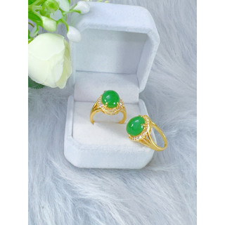 Hàng mới về nhẫn đá màu xanh trang sức mạ vàng 18 ca cao cấp dành cho nữ phụ kiện cao cấp