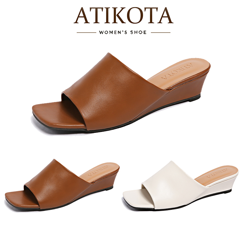 Atikota Dép xỏ ngón đế xuồng cho nữ dép đi trong nhà hàng ngày mũi vuông thoải mái cỡ lớn