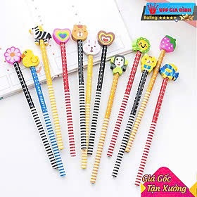 (COMBO 3) Bút Chì Kèm Đầu Gom Tẩy Hoạt Hình Dễ Thương