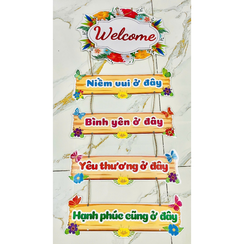 BẢNG TREO WELCOM 5 MẢNH RỜI TRANG TRÍ LỚP HỌC✨