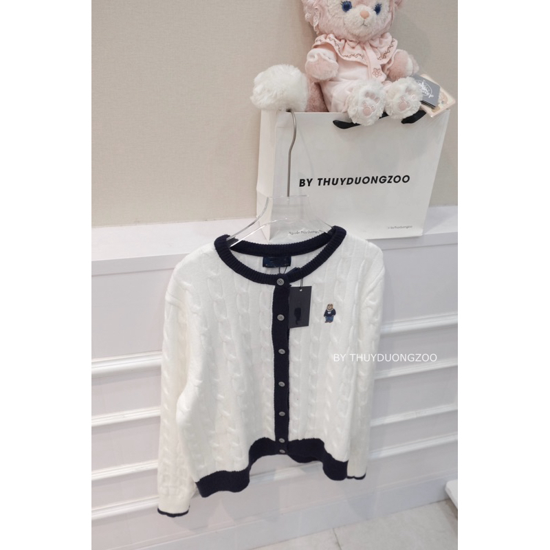 THUYDUONGZOO - ÁO LEN CARDIGAN THỪNG THÊU GẤU PHA MÀU CHẤT MỊN ( HÀNG QC )