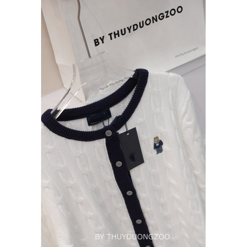 THUYDUONGZOO - ÁO LEN CARDIGAN THỪNG THÊU GẤU PHA MÀU CHẤT MỊN ( HÀNG QC )