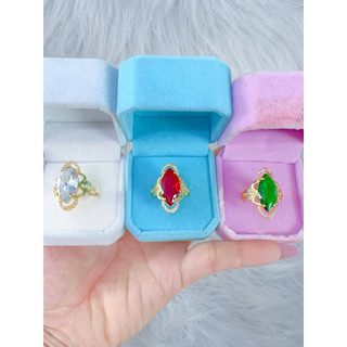 Hàng mới về các mẫu nhẫn đá xa fear đá đỏ đá trắng đá xanh mạ vàng 18k hàng titan cao cấp độ bền cao