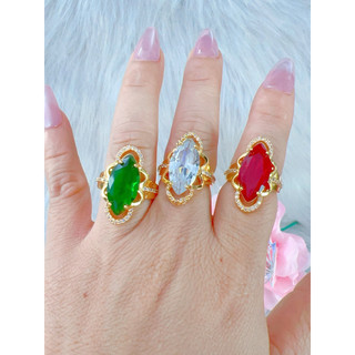 Hàng mới về các mẫu nhẫn đá xa fear đá đỏ đá trắng đá xanh mạ vàng 18k hàng titan cao cấp độ bền cao