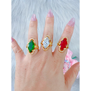 Hàng mới về các mẫu nhẫn đá xa fear đá đỏ đá trắng đá xanh mạ vàng 18k hàng titan cao cấp độ bền cao