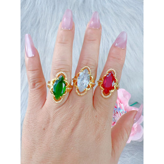 Hàng mới về các mẫu nhẫn đá xa fear đá đỏ đá trắng đá xanh mạ vàng 18k hàng titan cao cấp độ bền cao
