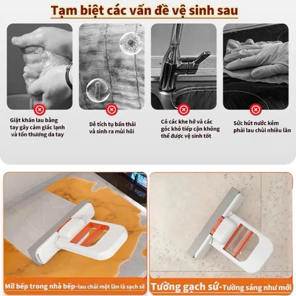 [Thế hệ mới] Mua 10 Tặng 1 Cây Lau Mini Thông Minh Siêu Tiện Lợi DASEP Dụng Cụ Lau Mặt Bếp, Mặt Kính Xốp Siêu Thấm Hút