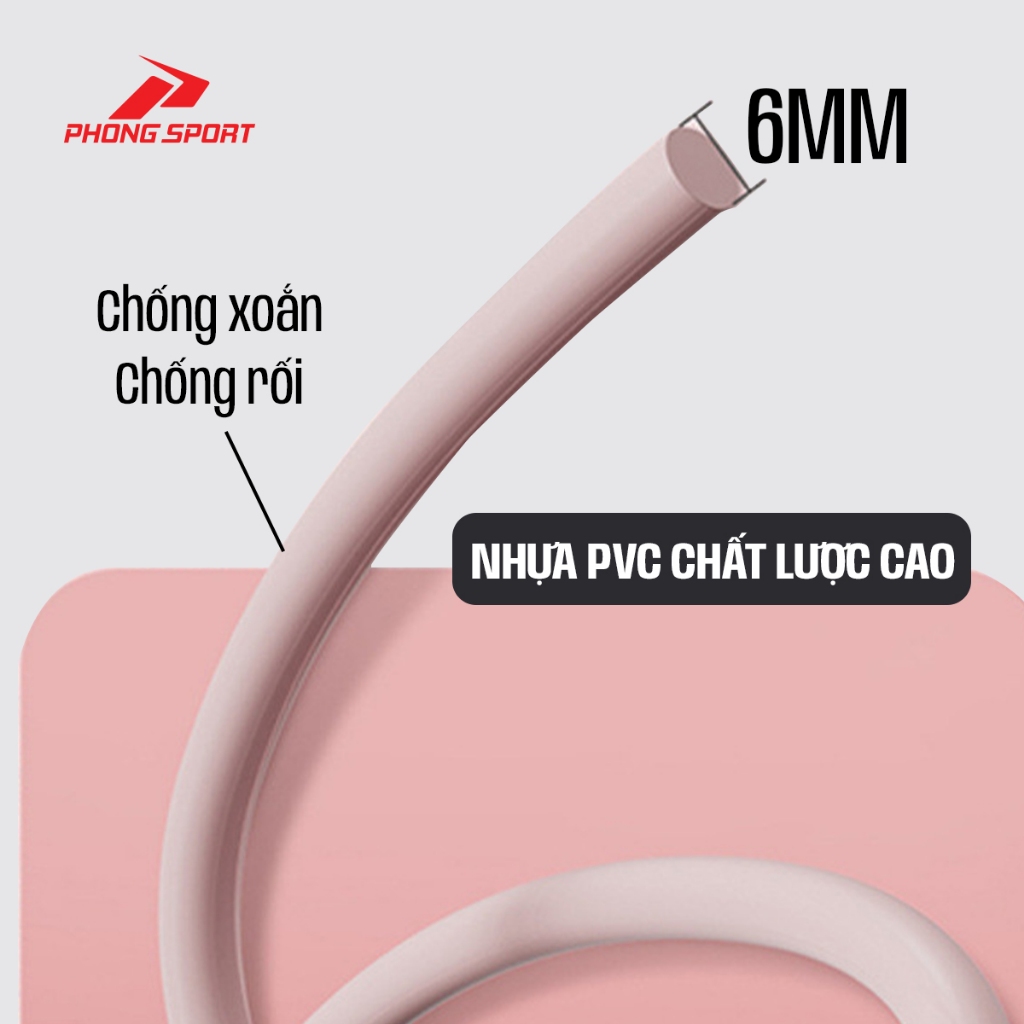 Dây nhảy tốc độ Phongsport chất liệu PVC 6mm, Tập thể lực, Cadio tại nhà AMIZIN