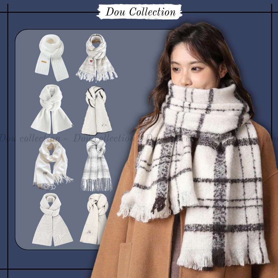 Khăn Quàng Cổ Unisex, Khăn Choàng Cổ Len Caro Tone Trắng Be Nhẹ Nhàng QUÀ TẶNG QUỐC TẾ PHỤ NỮ 20/10 2026 - Mã THLN03