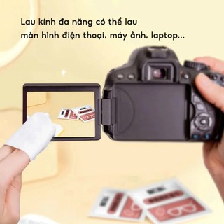 Hộp 100 Khăn lau kính mắt kính cận, Giấy lau kính nano chống sương mờ vân tay, bụi bẩn tiện lợi