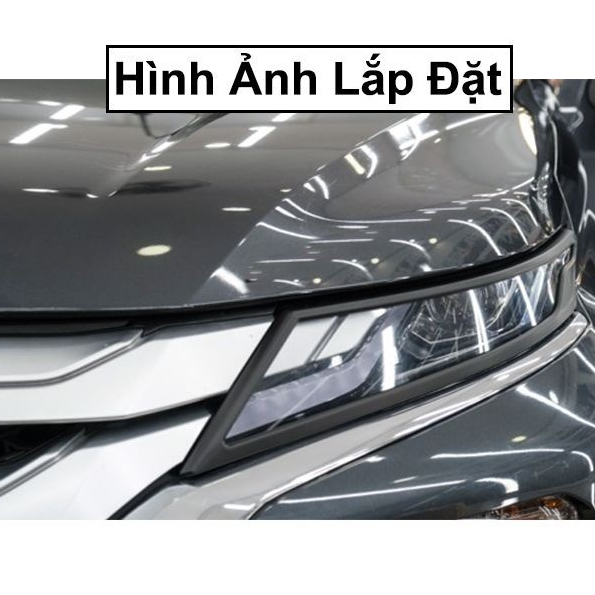 Ốp viền đèn pha, đèn hậu xe Mitsubishi Triton 2019- 2020 Nhựa đen, Hàng cao cấp