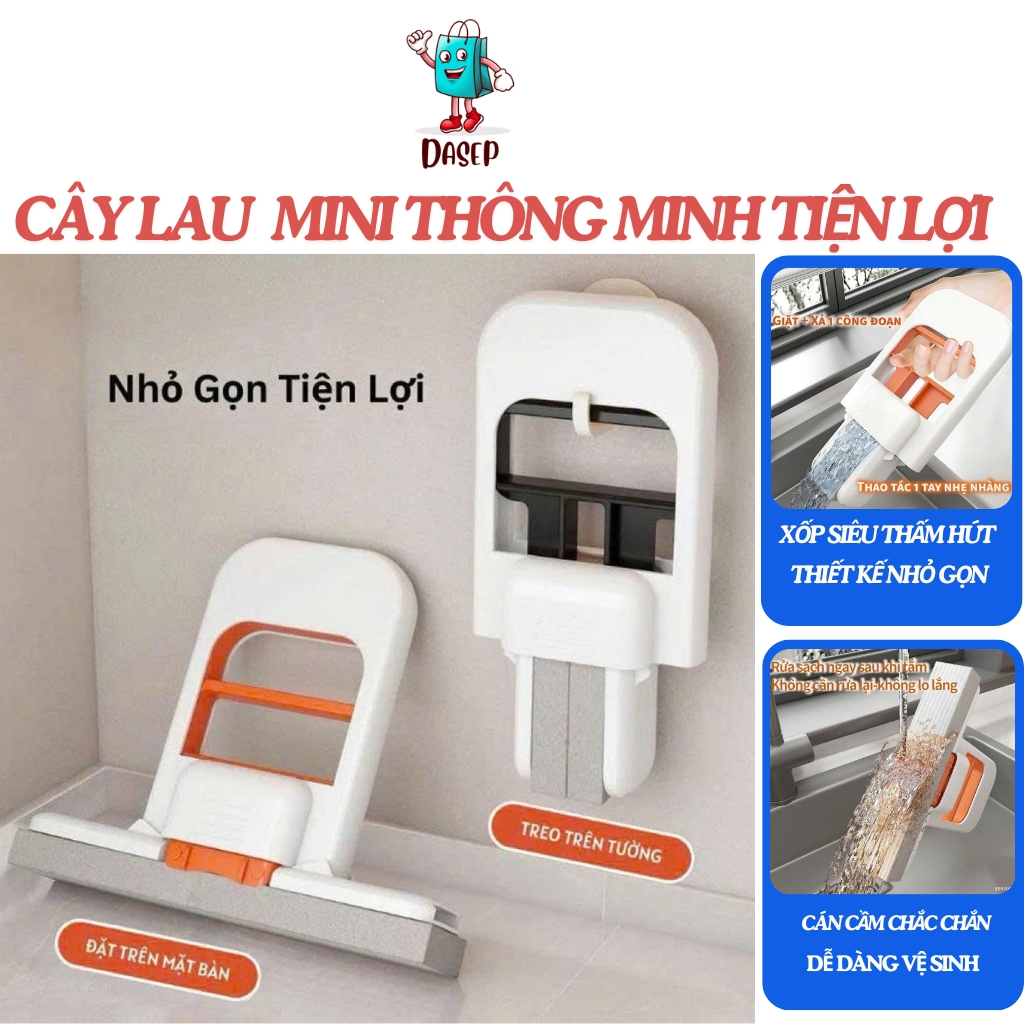 [Thế hệ mới] Mua 10 Tặng 1 Cây Lau Mini Thông Minh Siêu Tiện Lợi DASEP Dụng Cụ Lau Mặt Bếp, Mặt Kính Xốp Siêu Thấm Hút