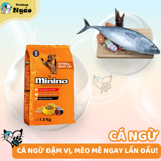 Thức Ăn Cho Mèo Minino Cá Ngừ 480g / Minino Yum 350g (Cá Hồi, Hải Sản, Mực) – Thịt Thật Cho Mèo