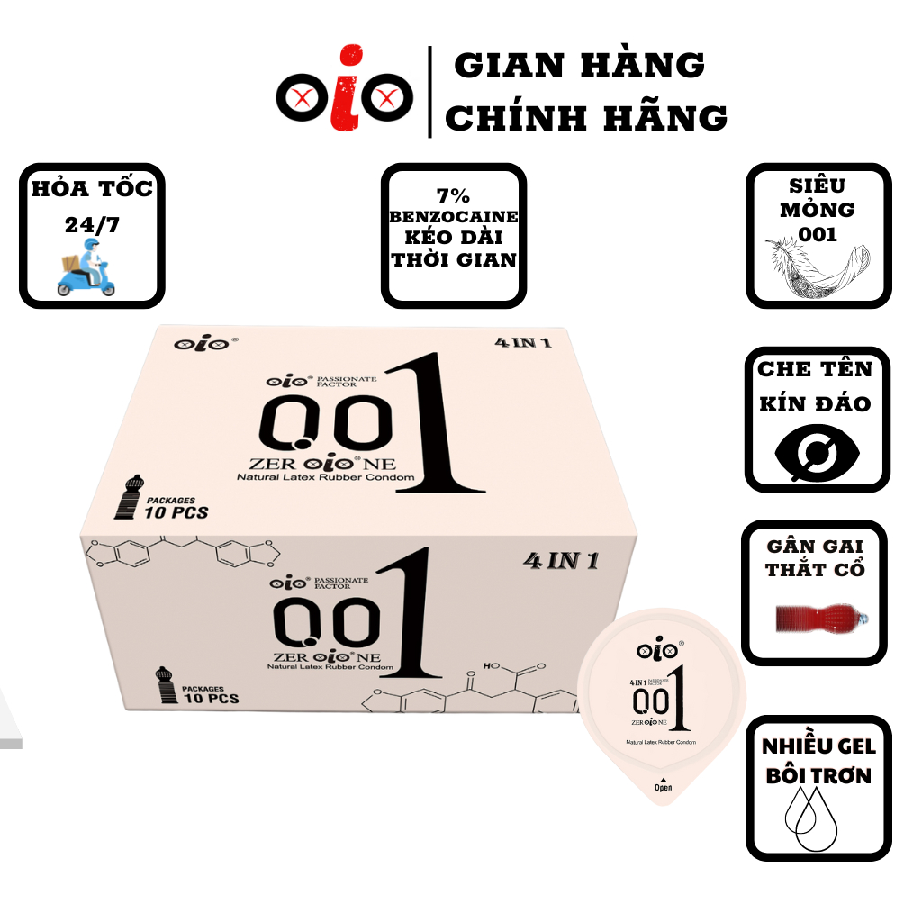 Bao cao su siêu mỏng 001 OiO có gai kéo dài thời gian bcs nhiều gel bôi trơn chống xuất tinh sớm
