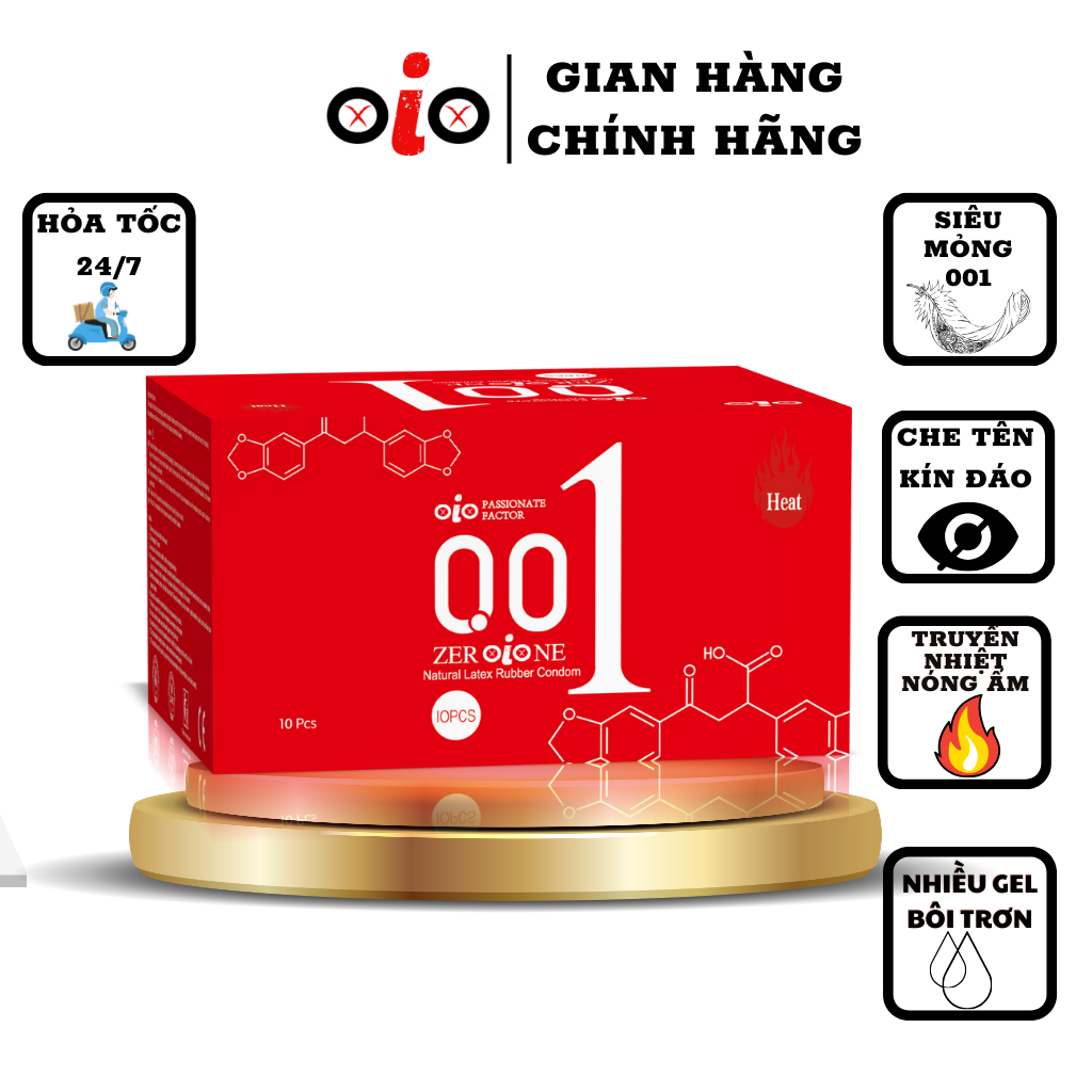Bao cao su siêu mỏng 001 OiO có gai kéo dài thời gian bcs nhiều gel bôi trơn chống xuất tinh sớm