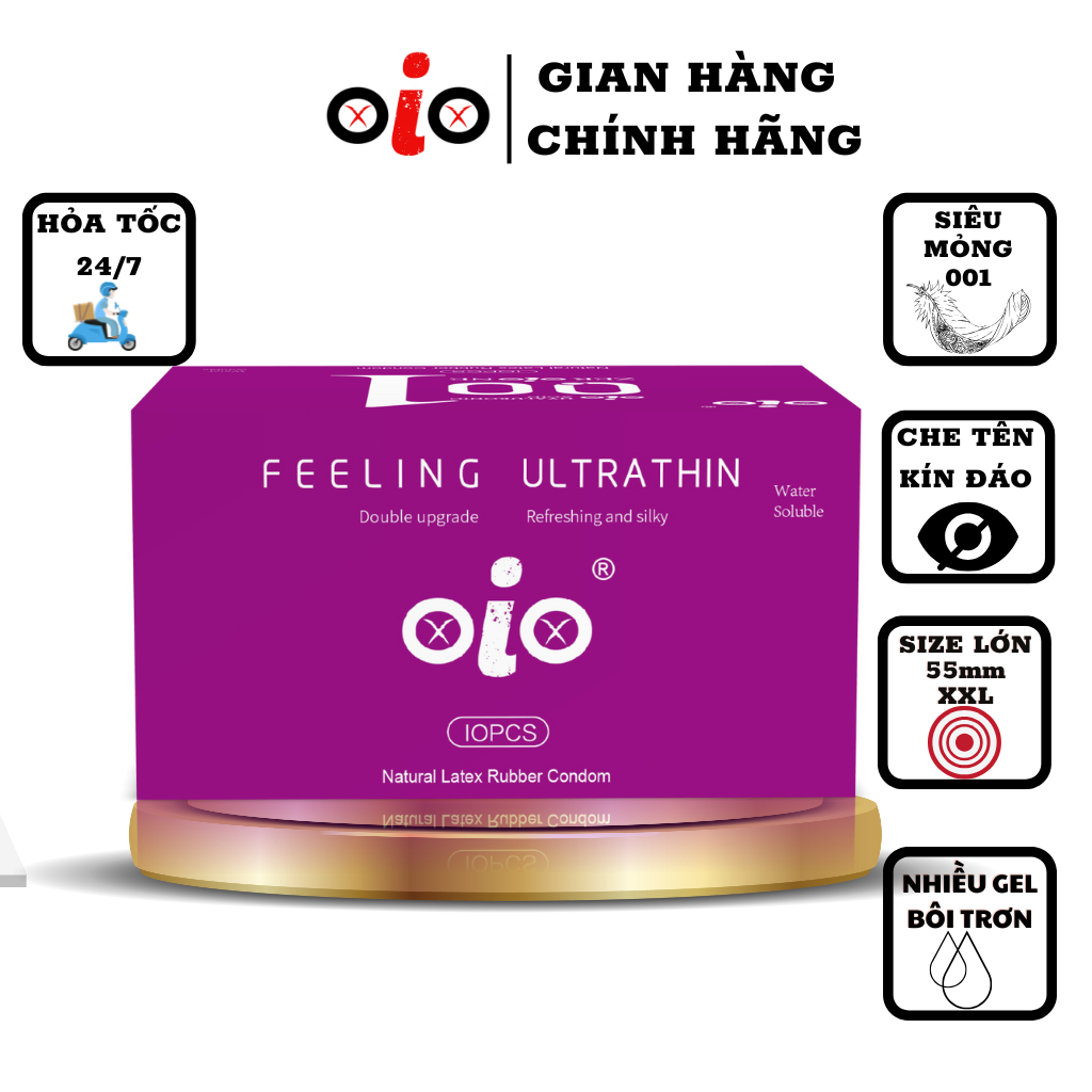 Bao cao su siêu mỏng 001 OiO có gai kéo dài thời gian bcs nhiều gel bôi trơn chống xuất tinh sớm