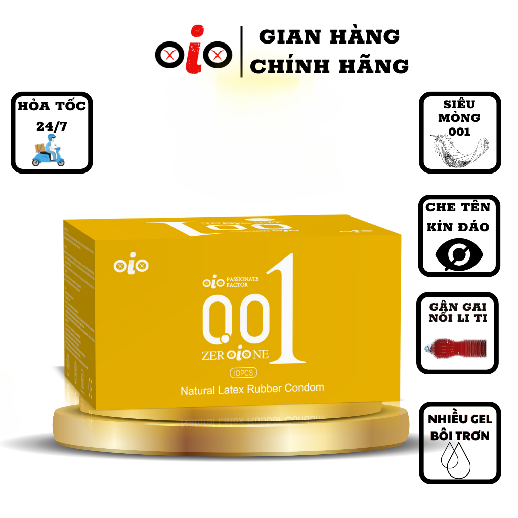 Bao cao su siêu mỏng 001 OiO có gai kéo dài thời gian bcs nhiều gel bôi trơn chống xuất tinh sớm