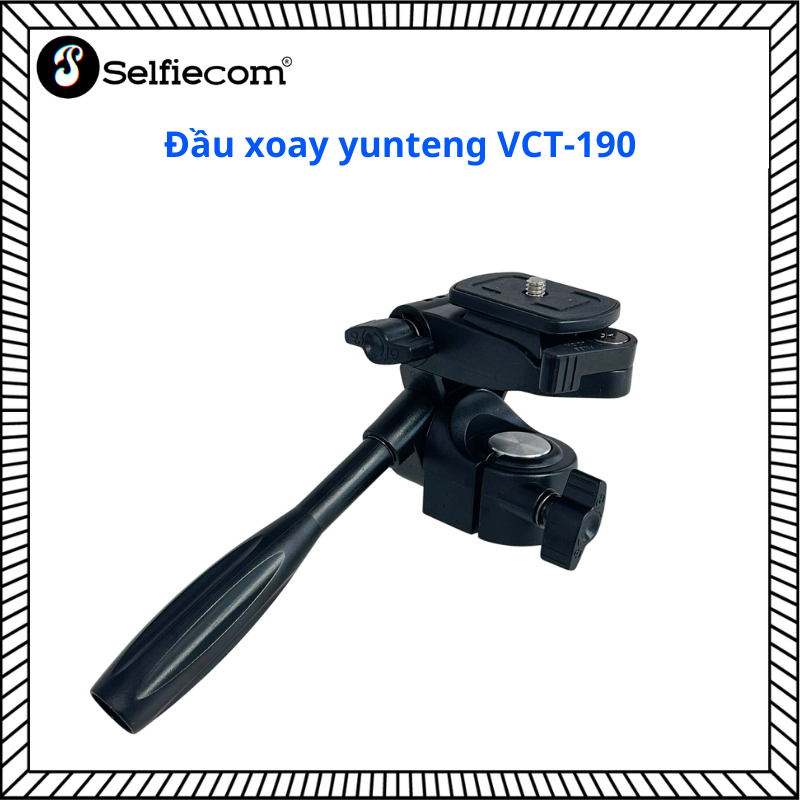 Đầu Tripod Yunteng VCT-190PH - Gắn Ren 1/4, Hỗ Trợ Gậy Selfie Lia Máy Mượt Như Tripod