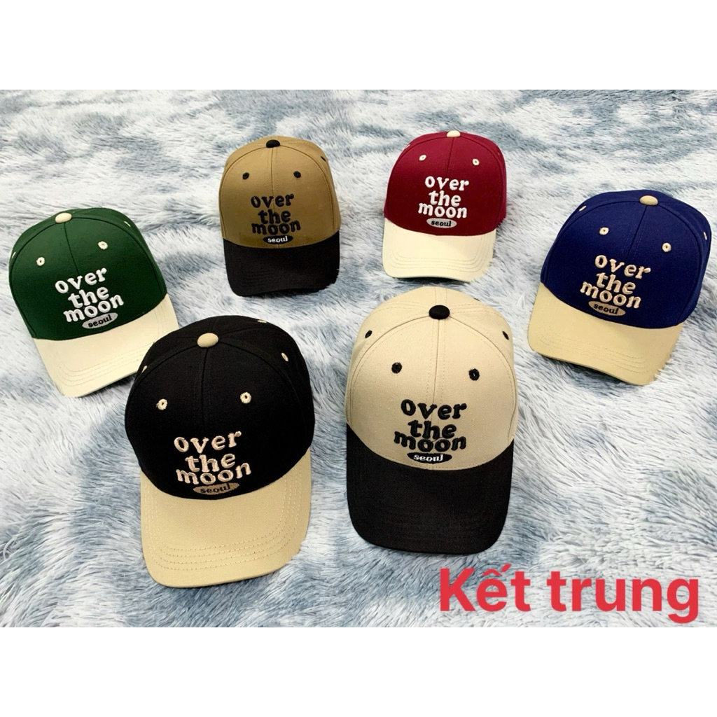 Mũ kết trẻ em 3-8 tuổi - Nón lưỡi trai kaki phối màu thêu OVERTHEMOON thời trang cho bé siêu đẹp