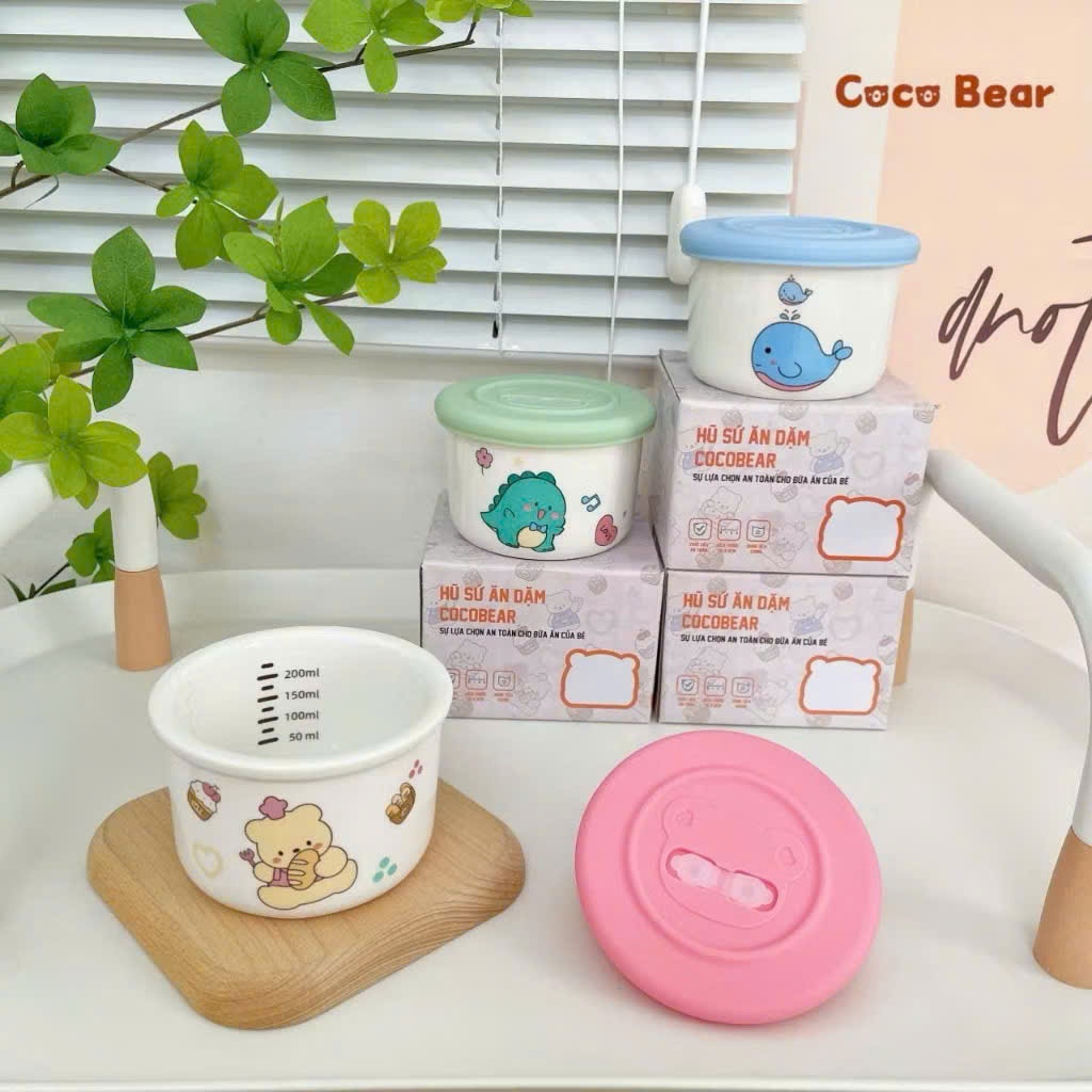 Hũ sứ, bát sứ hoạ tiết ăn dặm cho bé Cocobear, Misan, Mumbebe