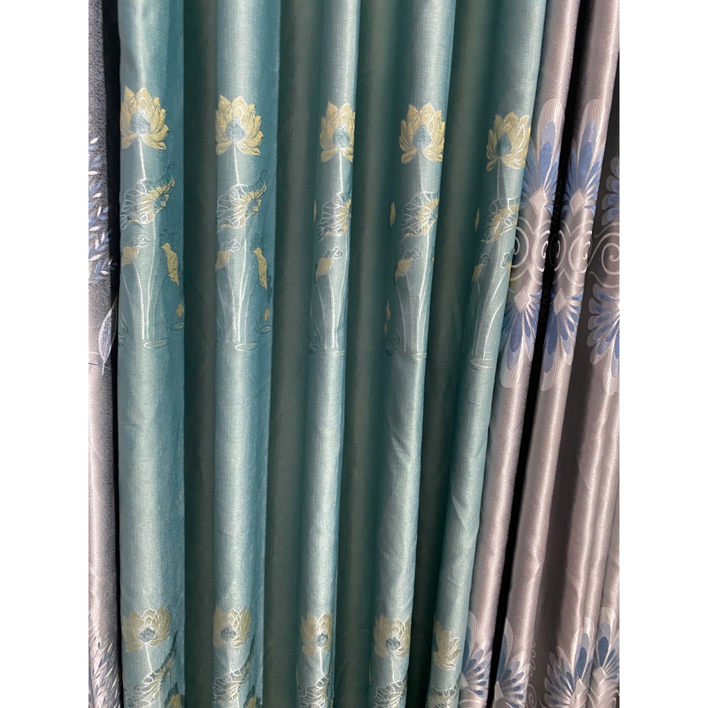 1 TẤM GẤM 3D MÀU XANH NGỌC HỌA TIẾT BÔNG  CHƯA CÓ CÂY TREO - TREO 1 TẤM MUA 1 TẤM _TREO 2 TẤM MUA 2 TẤM RÈM CỬA VIỆT HÀN