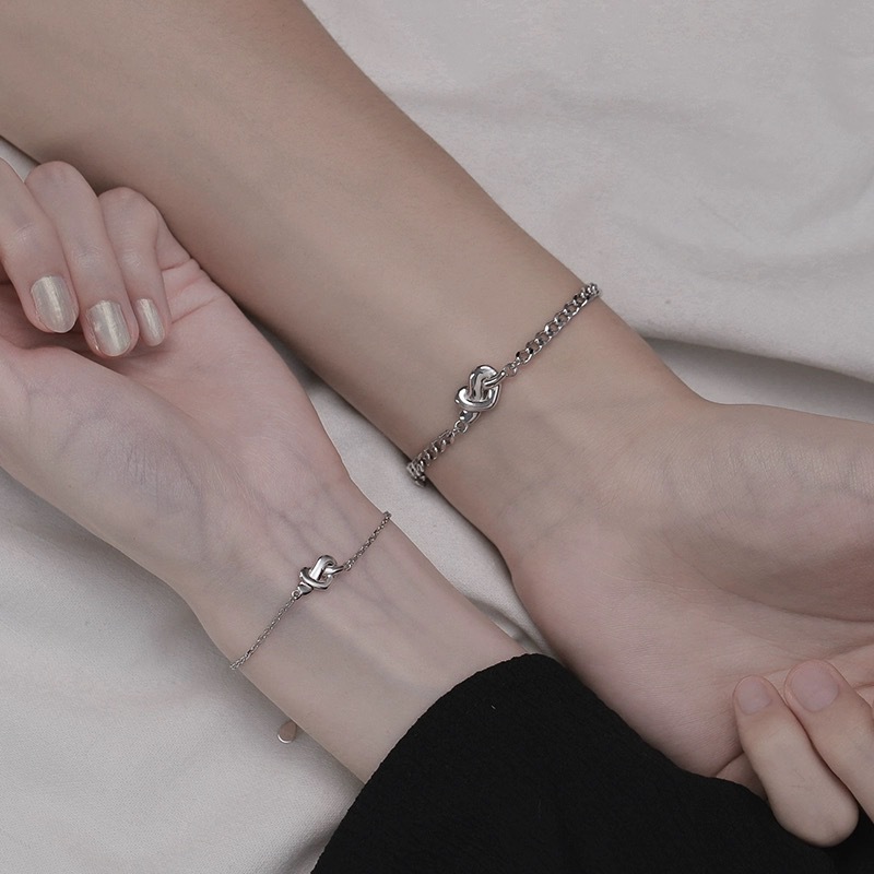 [ HỢP KIM BẠC ] Vòng Tay Đôi "Double Heart" bạc S925 Không Gỉ Tặng Người Yêu, Lắc Tay Đôi Tình Yêu IMOON060