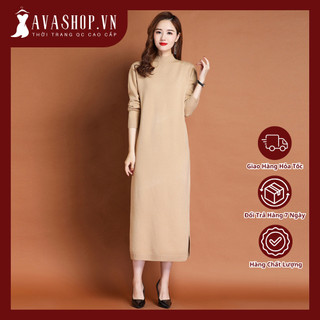 Đầm Len Dáng Dài Cổ Lọ Basic Thanh Lịch VH69