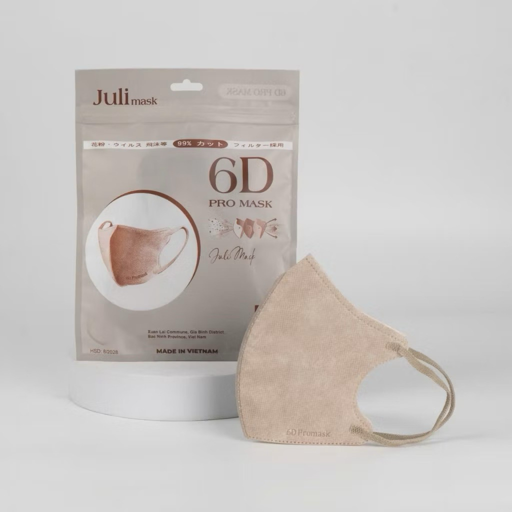 Set 100 chiếc Khẩu trang JULI 6D Promask Mix Đủ 6 Màu Trend,Kháng khuẩn, Qoai êm Thoải Mái